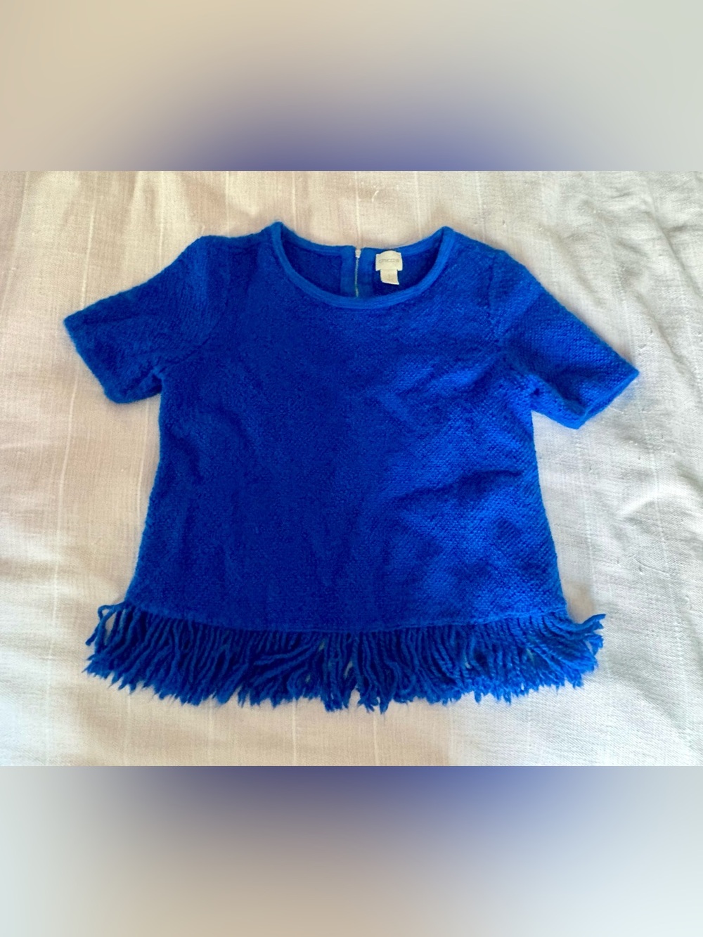 Chico’s Royal Blue Fringe Hem Top
